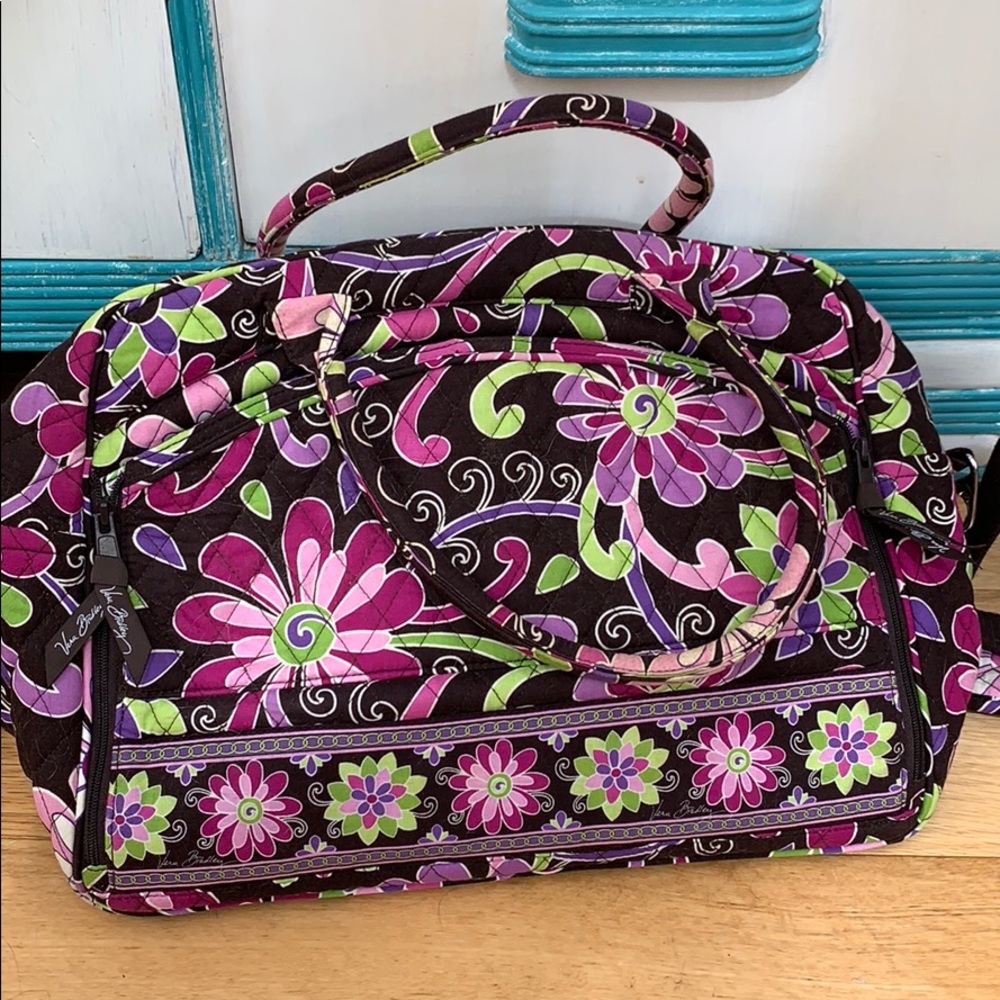 Vera Bradley Laptop Bag๐ Purple Pink Green Black Floral Bag - Picture 2 of 8